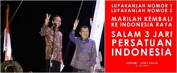 Lupakan nomor 1 dan 2 mari kembali ke persatuan Indonesia