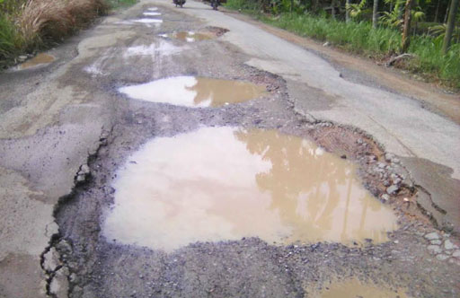 Jalan Provinsi Kabupaten Tanjab Barat Rusak Parah