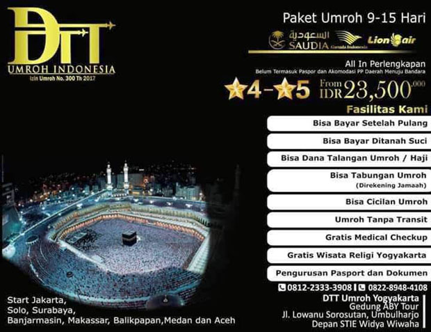 Paket Umroh 9-15 Hari Bisa Bayar Di Tanah Suci  