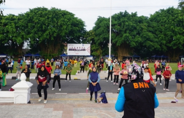BNNK Sleman Selenggarakan Senam Bersinar (Bersih Narkoba) dan Deklarasi Anti Narkoba