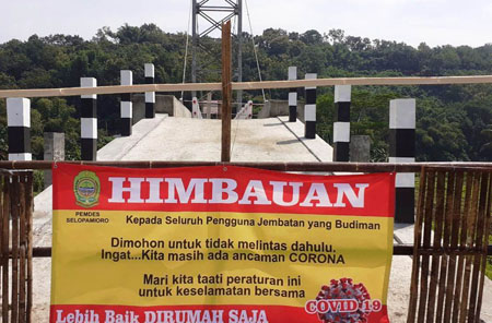 Jujugan Berwisata Jembatan Gantung Sriharjo Imogiri Terpaksa di Lockdown