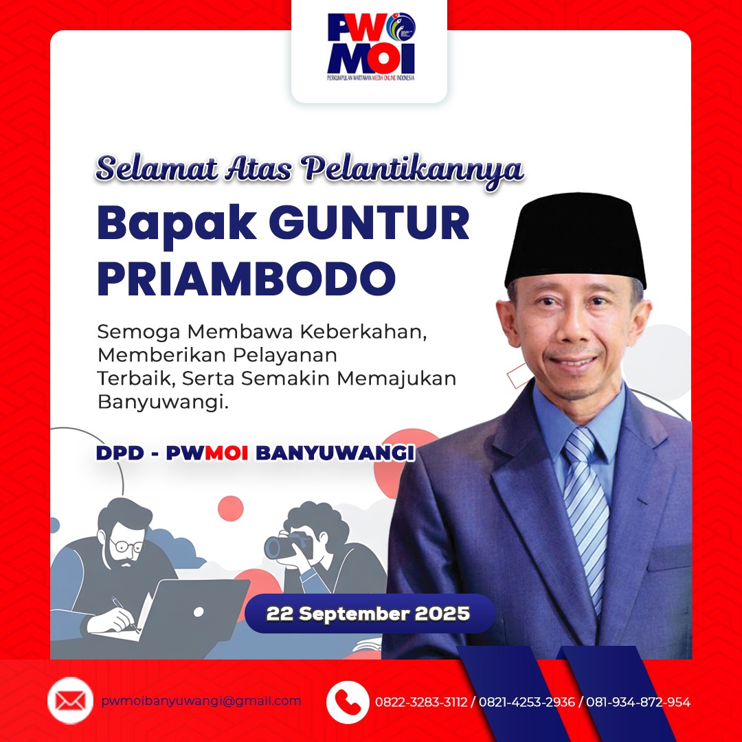 Dr. H. Guntur Priambodo Dilantik Sebagai Sekretariat ‘Daerah DPD PWMOI Banyuwangi Siap Kolaborasi Aktif